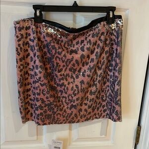 Free people pink gorgeous Leopard Sequin Skirt